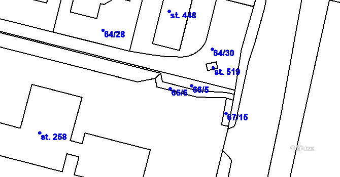Parcela st. 66/6 v KÚ Bořanovice, Katastrální mapa