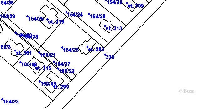 Parcela st. 336 v KÚ Bořanovice, Katastrální mapa