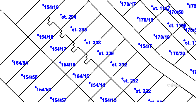 Parcela st. 339 v KÚ Bořanovice, Katastrální mapa