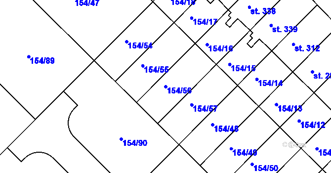 Parcela st. 154/56 v KÚ Bořanovice, Katastrální mapa