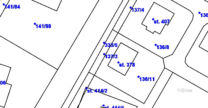 Parcela st. 137/3 v KÚ Bořanovice, Katastrální mapa