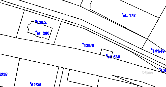 Parcela st. 139/6 v KÚ Bořanovice, Katastrální mapa