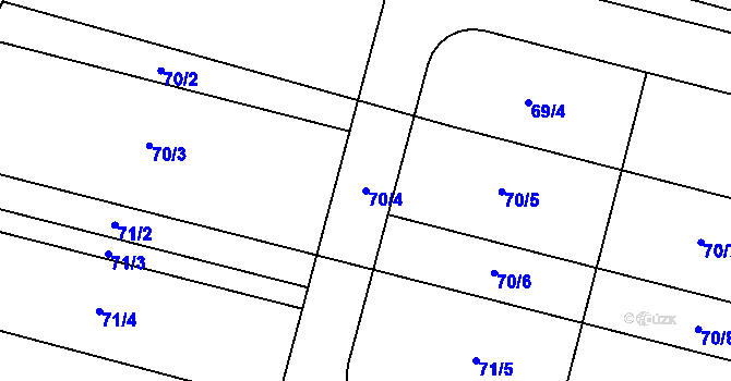 Parcela st. 70/4 v KÚ Bořanovice, Katastrální mapa