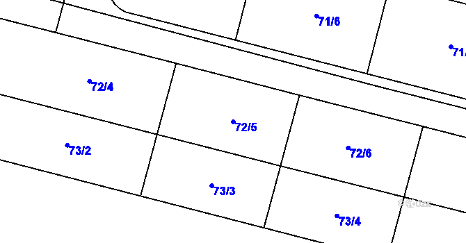 Parcela st. 72/5 v KÚ Bořanovice, Katastrální mapa