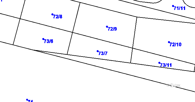 Parcela st. 73/7 v KÚ Bořanovice, Katastrální mapa