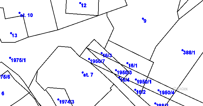 Parcela st. 16/3 v KÚ Jezero, Katastrální mapa