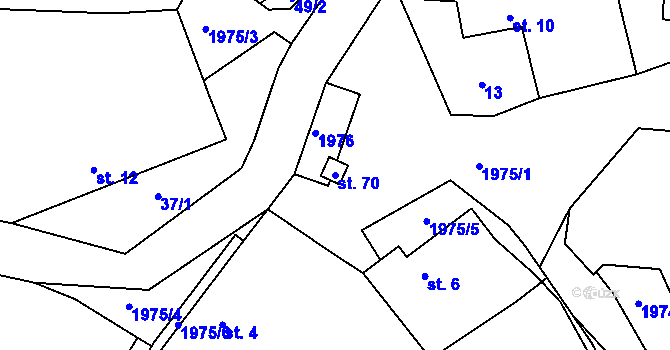 Parcela st. 70 v KÚ Jezero, Katastrální mapa