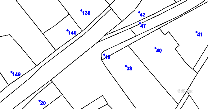 Parcela st. 49 v KÚ Bořenovice, Katastrální mapa