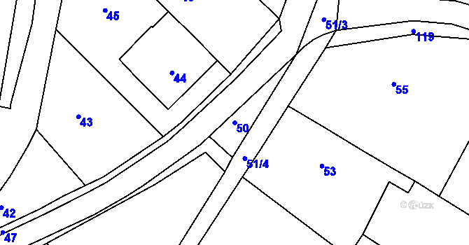 Parcela st. 50 v KÚ Bořenovice, Katastrální mapa