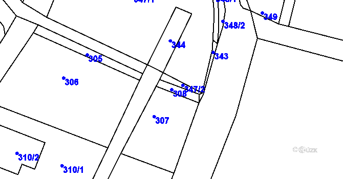 Parcela st. 308 v KÚ Bořenovice, Katastrální mapa