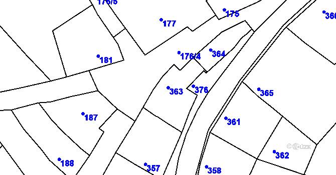 Parcela st. 363 v KÚ Bořenovice, Katastrální mapa