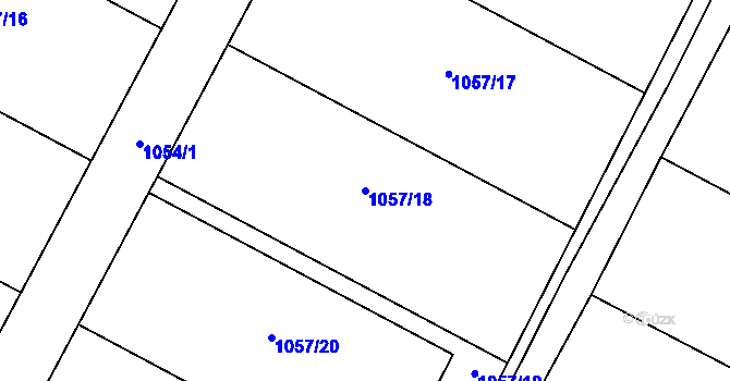 Parcela st. 1057/18 v KÚ Bořenovice, Katastrální mapa