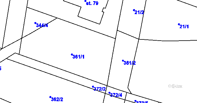 Parcela st. 372/1 v KÚ Bořetice, Katastrální mapa