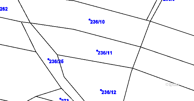 Parcela st. 236/11 v KÚ Bořetice, Katastrální mapa