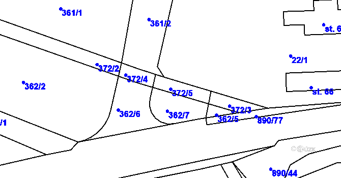 Parcela st. 372/5 v KÚ Bořetice, Katastrální mapa