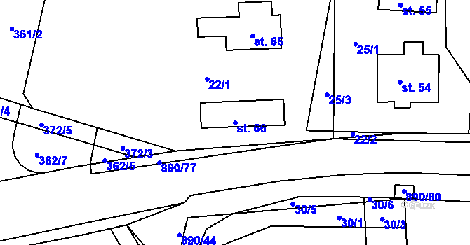 Parcela st. 66 v KÚ Bořetice, Katastrální mapa