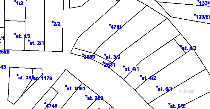 Parcela st. 3/2 v KÚ Bořetice u Hustopečí, Katastrální mapa