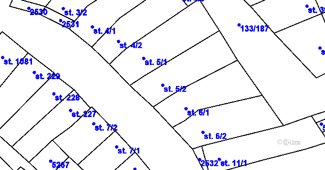Parcela st. 5/2 v KÚ Bořetice u Hustopečí, Katastrální mapa