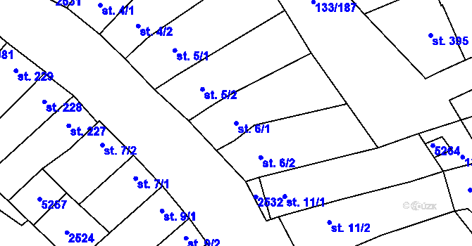 Parcela st. 6/1 v KÚ Bořetice u Hustopečí, Katastrální mapa