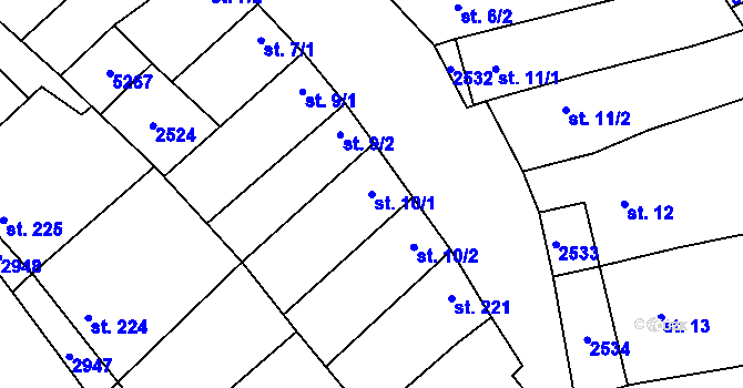 Parcela st. 10/1 v KÚ Bořetice u Hustopečí, Katastrální mapa
