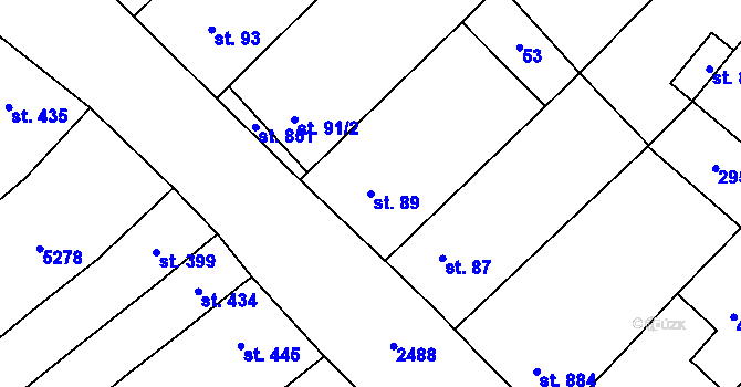 Parcela st. 89 v KÚ Bořetice u Hustopečí, Katastrální mapa