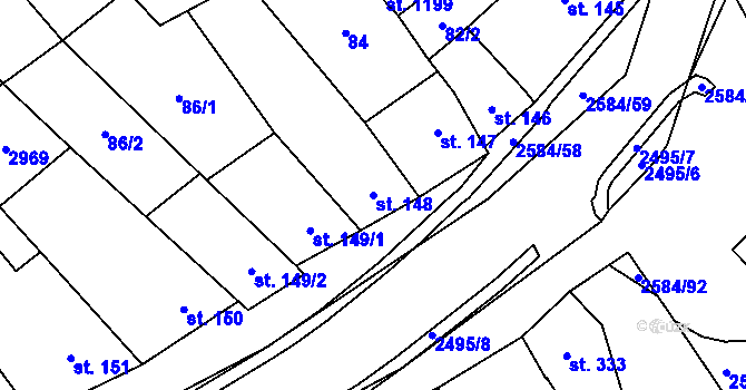 Parcela st. 148 v KÚ Bořetice u Hustopečí, Katastrální mapa