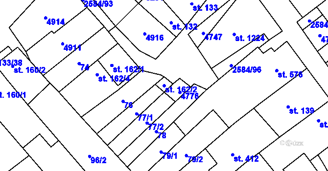 Parcela st. 162/2 v KÚ Bořetice u Hustopečí, Katastrální mapa