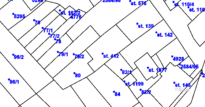 Parcela st. 412 v KÚ Bořetice u Hustopečí, Katastrální mapa