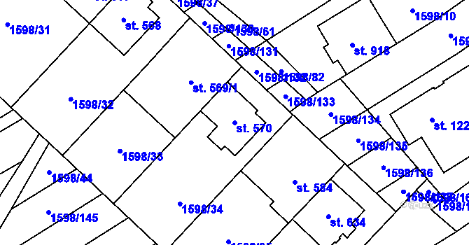 Parcela st. 570 v KÚ Bořetice u Hustopečí, Katastrální mapa
