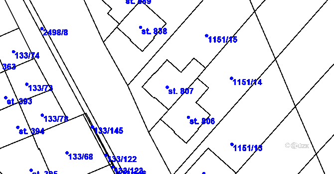 Parcela st. 807 v KÚ Bořetice u Hustopečí, Katastrální mapa