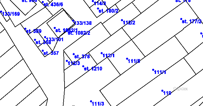 Parcela st. 112/1 v KÚ Bořetice u Hustopečí, Katastrální mapa