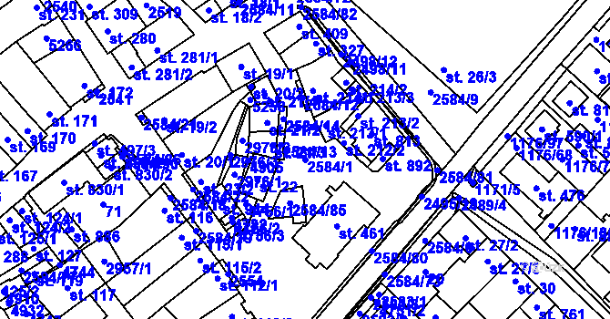 Parcela st. 2584/1 v KÚ Bořetice u Hustopečí, Katastrální mapa