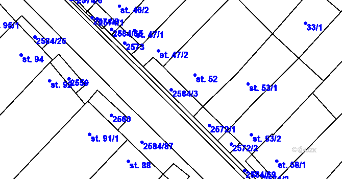 Parcela st. 2584/3 v KÚ Bořetice u Hustopečí, Katastrální mapa
