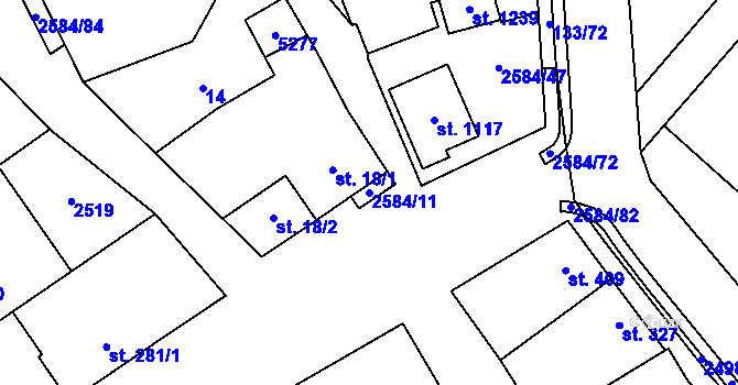 Parcela st. 2584/11 v KÚ Bořetice u Hustopečí, Katastrální mapa