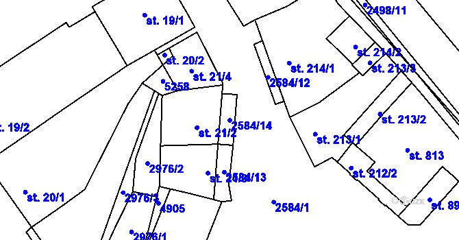 Parcela st. 2584/14 v KÚ Bořetice u Hustopečí, Katastrální mapa