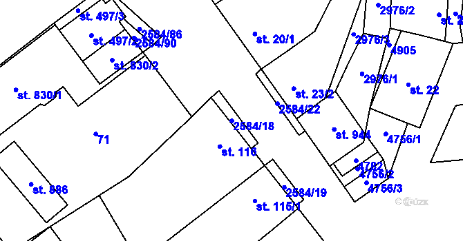 Parcela st. 2584/18 v KÚ Bořetice u Hustopečí, Katastrální mapa