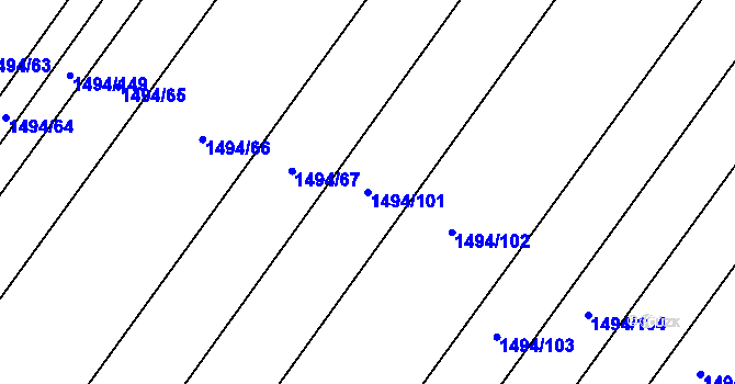 Parcela st. 1494/101 v KÚ Bořetice u Hustopečí, Katastrální mapa