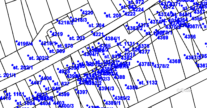 Parcela st. 931 v KÚ Bořetice u Hustopečí, Katastrální mapa
