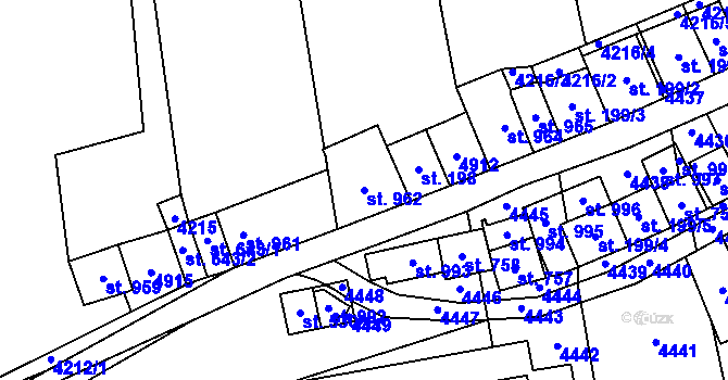 Parcela st. 962 v KÚ Bořetice u Hustopečí, Katastrální mapa