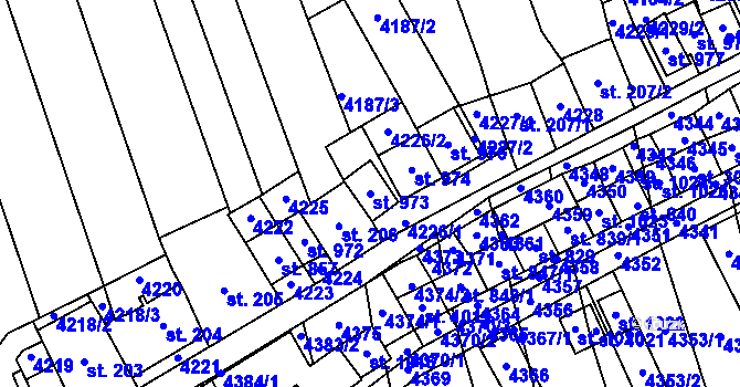 Parcela st. 973 v KÚ Bořetice u Hustopečí, Katastrální mapa