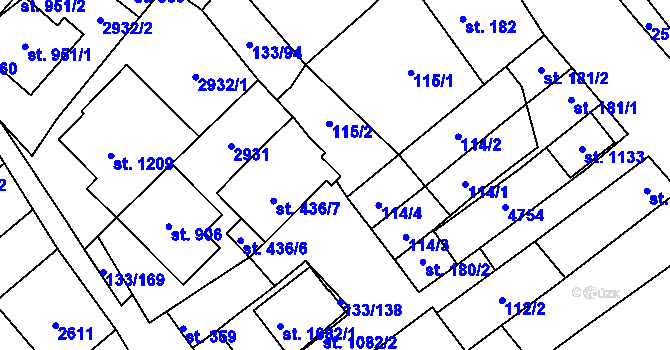 Parcela st. 436/5 v KÚ Bořetice u Hustopečí, Katastrální mapa