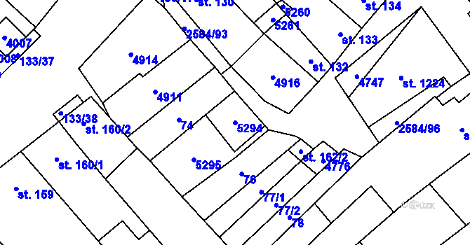 Parcela st. 5294 v KÚ Bořetice u Hustopečí, Katastrální mapa