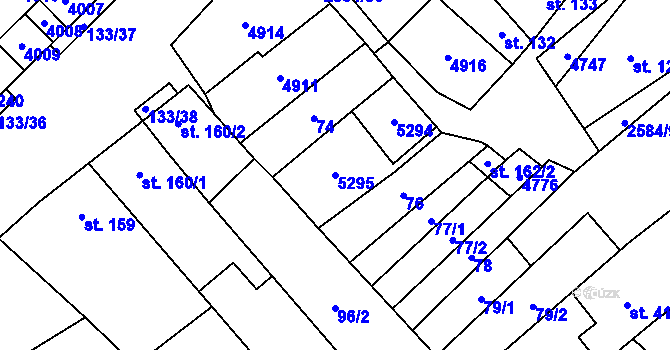 Parcela st. 5295 v KÚ Bořetice u Hustopečí, Katastrální mapa