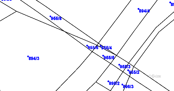 Parcela st. 955/6 v KÚ Bořetín, Katastrální mapa