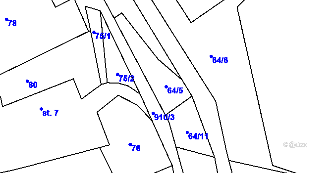 Parcela st. 64/5 v KÚ Bořetín, Katastrální mapa