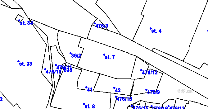Parcela st. 7 v KÚ Bořice u Domažlic, Katastrální mapa
