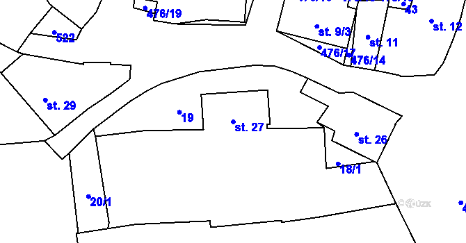 Parcela st. 27 v KÚ Bořice u Domažlic, Katastrální mapa