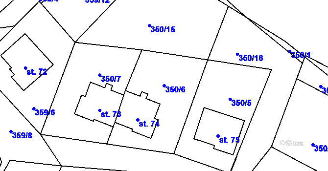 Parcela st. 350/6 v KÚ Bořice u Domažlic, Katastrální mapa