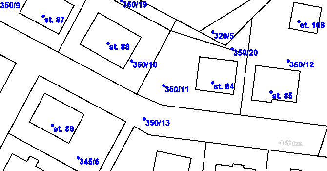 Parcela st. 350/11 v KÚ Bořice u Domažlic, Katastrální mapa