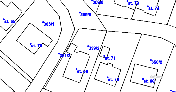 Parcela st. 359/2 v KÚ Bořice u Domažlic, Katastrální mapa
